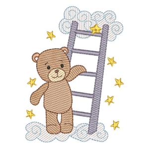 Teddy Bear Climbing the Cloud (Quick Stitch) Embroidery Design
