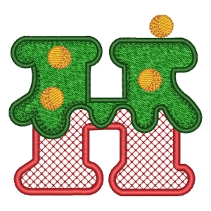 Christmas Monogram Letter H (Applique) Embroidery Design