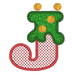Christmas Monogram Letter J (Applique) Embroidery Design