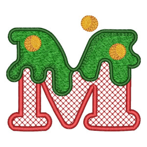 Christmas Monogram Letter M (Applique) Embroidery Design