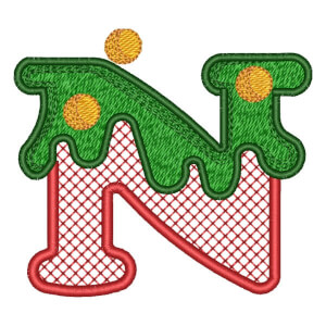 Christmas Monogram Letter N (Applique) Embroidery Design