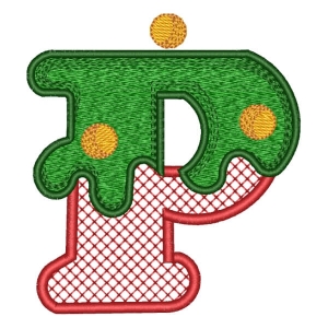 Christmas Monogram Letter P (Applique) Embroidery Design