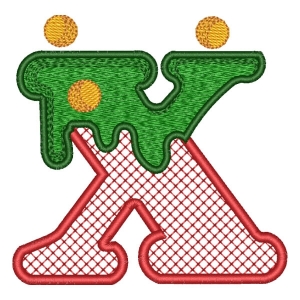 Christmas Monogram Letter X (Applique) Embroidery Design