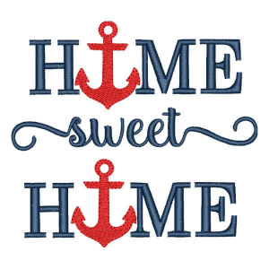 Home Sweet Home Anchor Embroidery Design