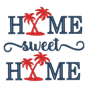 Home Sweet Home Coconut Tree Embroidery Design