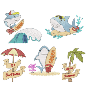 Surfing Shark (Quick Stitch) Design Pack