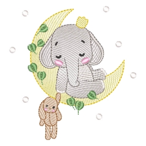 Sleepy Boho Elephant (Quick Stitch) Embroidery Design