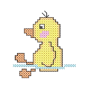 Duckling in the Bath (Cross Stitch) Embroidery Design