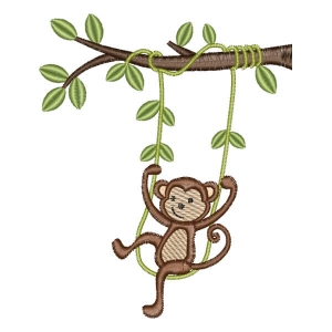 Monkey in the Jungle Embroidery Design