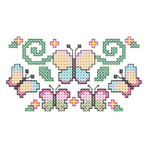 Border of Butterflies (Cross Stitch) Embroidery Design