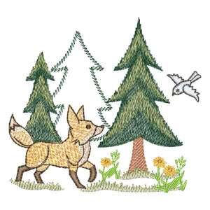 Fox in the Forest (Quick Stitch) Embroidery Design