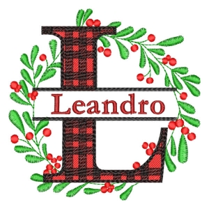 Split Azevinho Alphabet Letter L with Name Embroidery Design