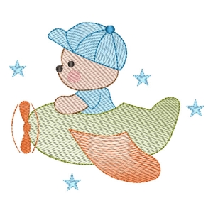 Aviator Bear (Quick Stitch) Embroidery Design