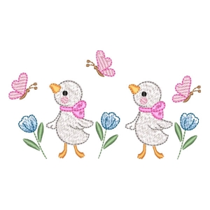 Ducks in the Garden Embroidery Design