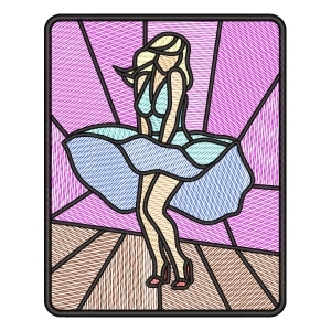 Stained Glass Woman in Dress (Quick Stitch) Embroidery Design