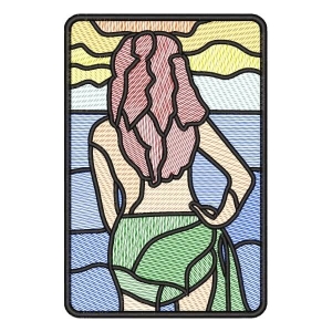 Stained Glass Woman on the Beach (Quick Stitch) Embroidery Design