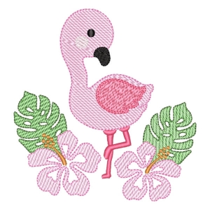 Matriz de bordado Flamingo de Verão (Pontos Leves)