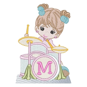Drummer Girl (Quick Stitch) Embroidery Design