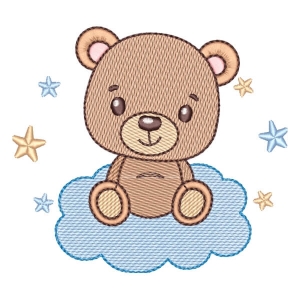 Teddy Bear on Cloud Embroidery Design