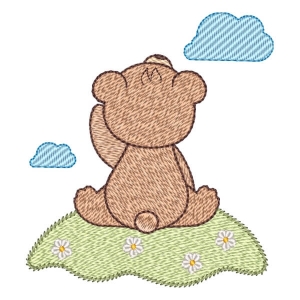 Teddy Bear in the Garden Embroidery Design