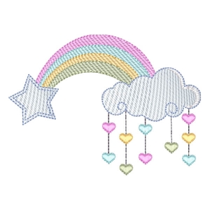 Cloud, Star and Rainbow (Quick Stitch) Embroidery Design