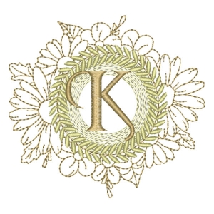 Matriz de bordado Monograma Floral Letra K