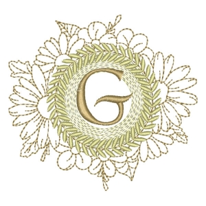 Matriz de bordado Monograma Floral Letra G