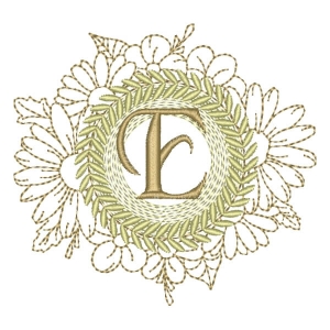 Matriz de bordado Monograma Floral Letra E
