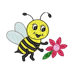 Bee and Flower Embroidery Design