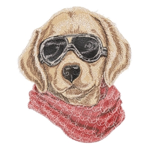 Dog with Glasses (Realistic) Embroidery Design