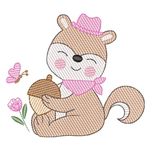 Squirrel with Nut (Quick Stitch) Embroidery Design