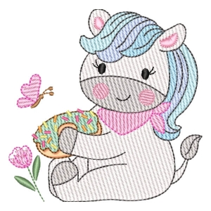 Unicorn with Donut (Quick Stitch) Embroidery Design