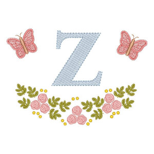 Monograma com Florais e Borboletas Letra Z