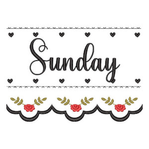 Sunday Days of Week Embroidery Design