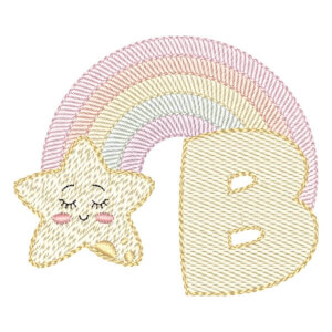 Matriz de bordado Monograma com Estrela e Arco-íris Letra B