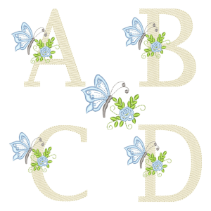 Monogram with Flower and Butterfly Design Pack