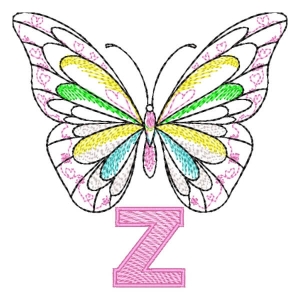 Matriz de bordado Monograma de Borboleta Letra Z