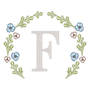 Matriz de bordado Letra F Moldura Floral