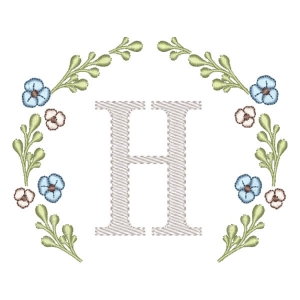 Matriz de bordado Letra H Moldura Floral