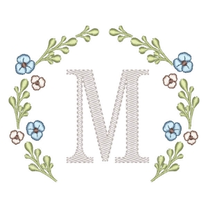 Matriz de bordado Letra M Moldura Floral