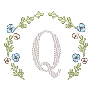 Matriz de bordado Letra Q Moldura Floral