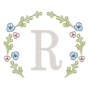 Matriz de bordado Letra R Moldura Floral