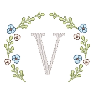 Letra V Moldura Floral