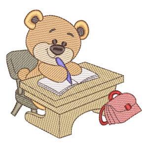 Teddy Bear Studying (Quick Stitch) Embroidery Design