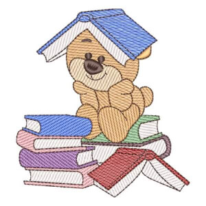 Teddy Bear Studying (Quick Stitch) Embroidery Design