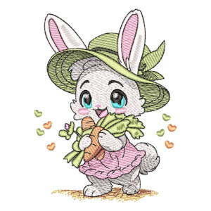 Bunny with Carrot (Quick Stitch) Embroidery Design