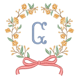 Matriz de bordado Alfabeto em Moldura Floral Letra G