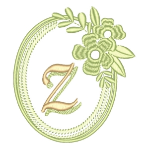 Matriz de bordado Alfabeto em Moldura Floral Letra Z