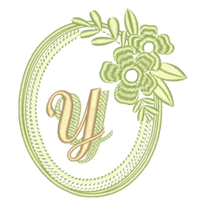 Matriz de bordado Alfabeto em Moldura Floral Letra Y