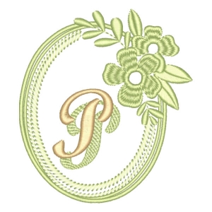 Matriz de bordado Alfabeto em Moldura Floral Letra P
